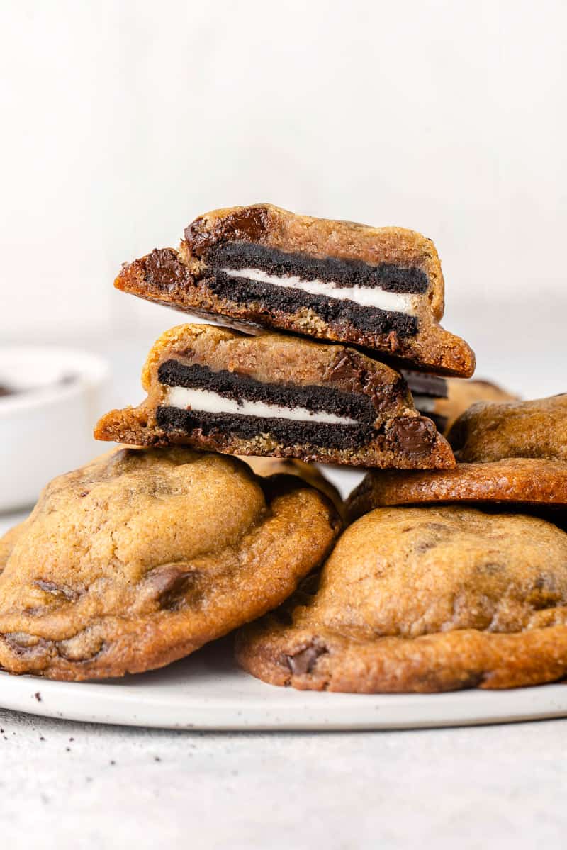 macro image of cookies on plate