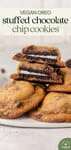 pinterest image of oreo stuffed chocolate chip cookies on plate