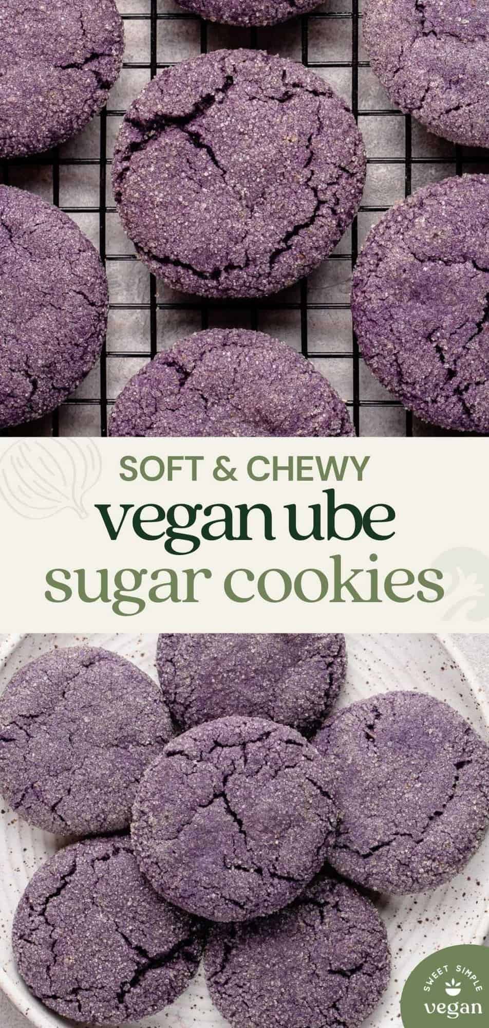 pinterest image with text and image of cookies on plate and on cooling rack.