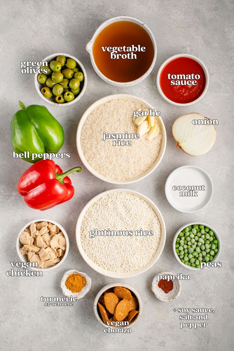 ingredients for vegan arroz valenciana