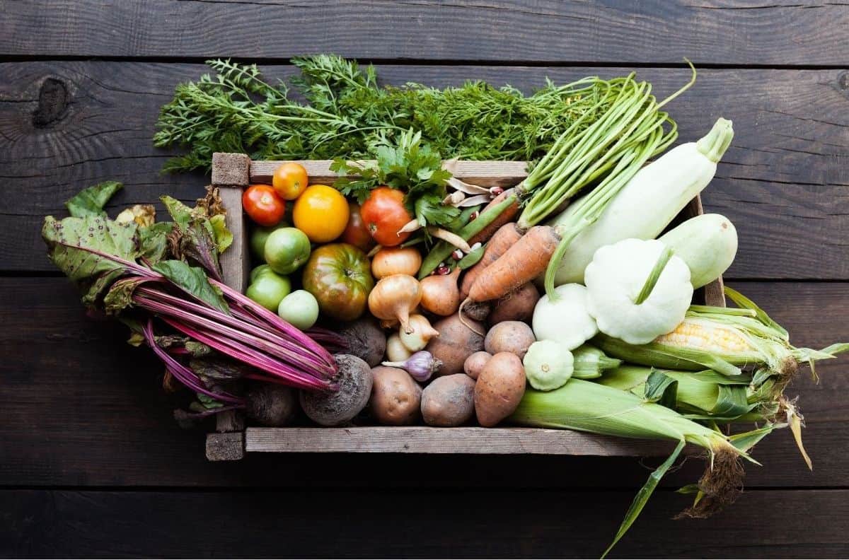 wooden box of produce