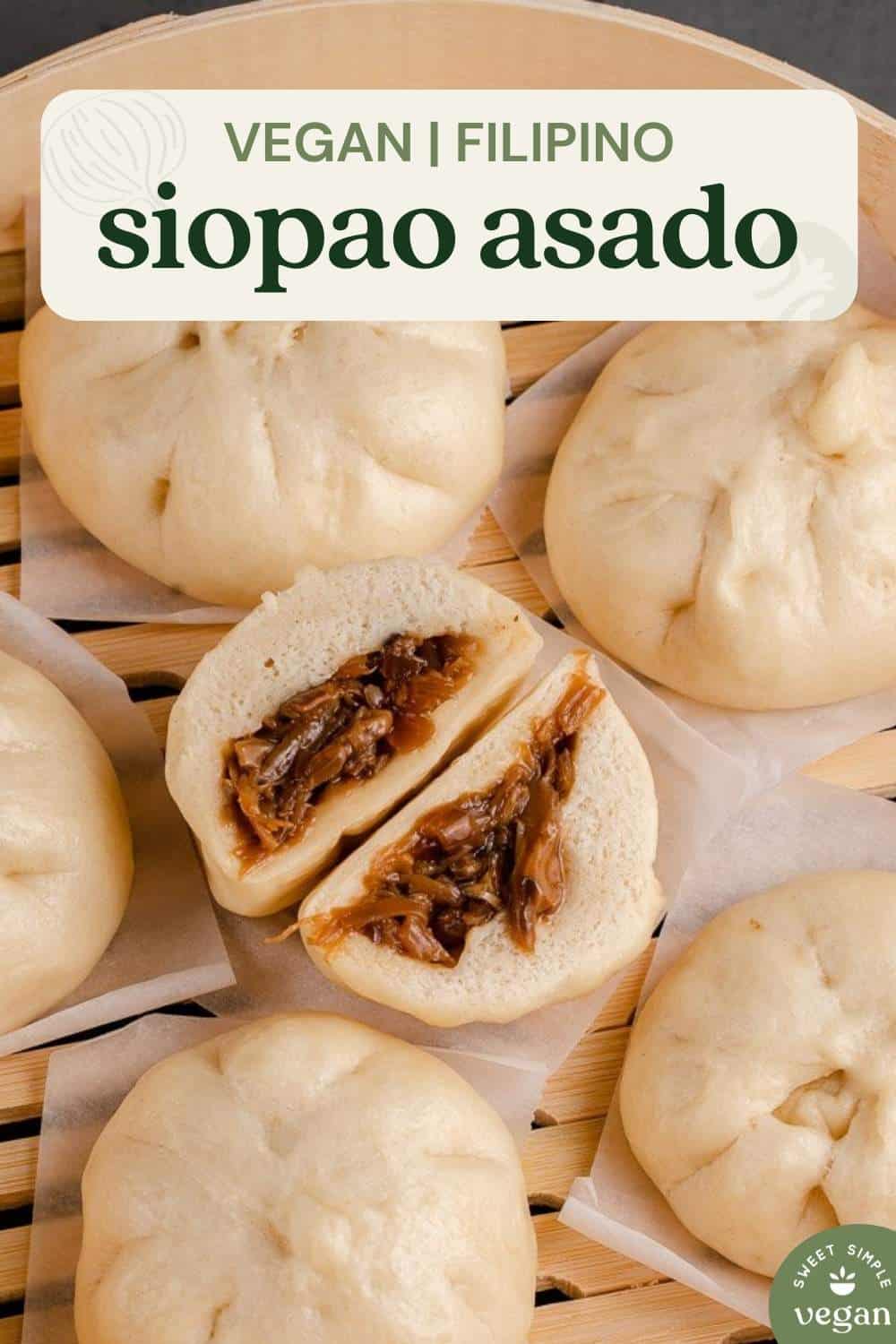 overhead image of vegan siopao asado for pinterest