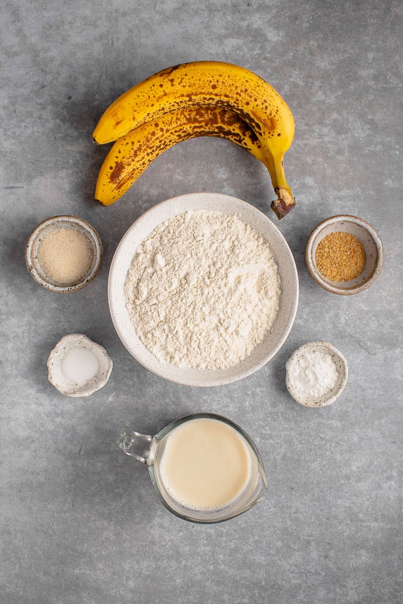 ingredients for vegan banana pancakes