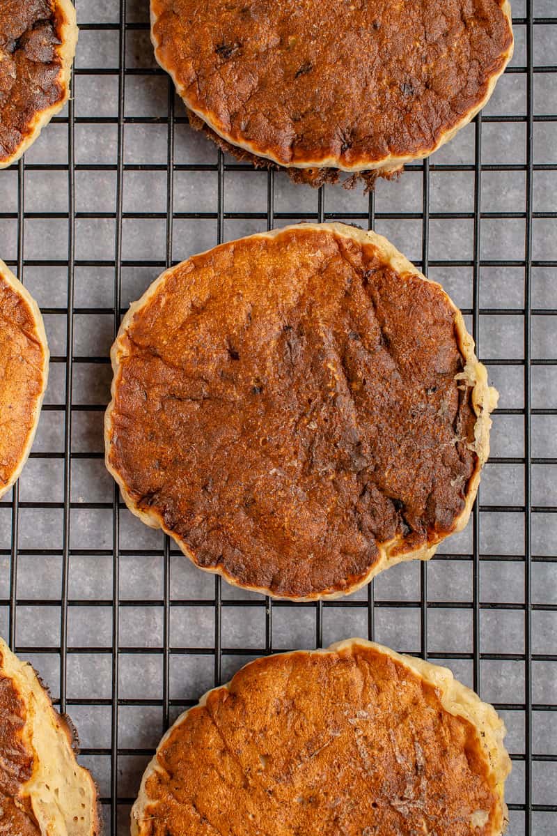 close up of vegan banana pancakes