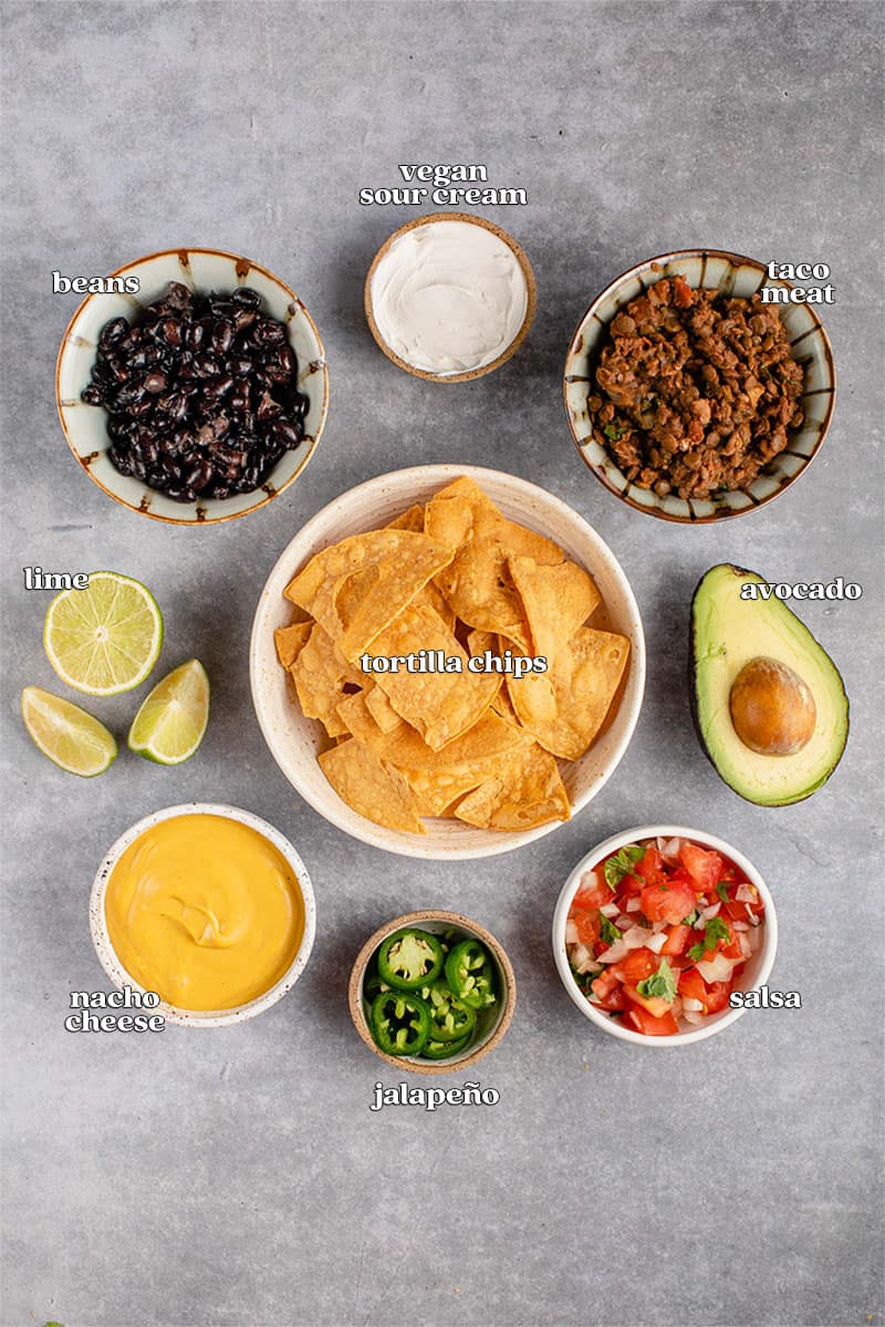 ingredients for loaded vegan nachos