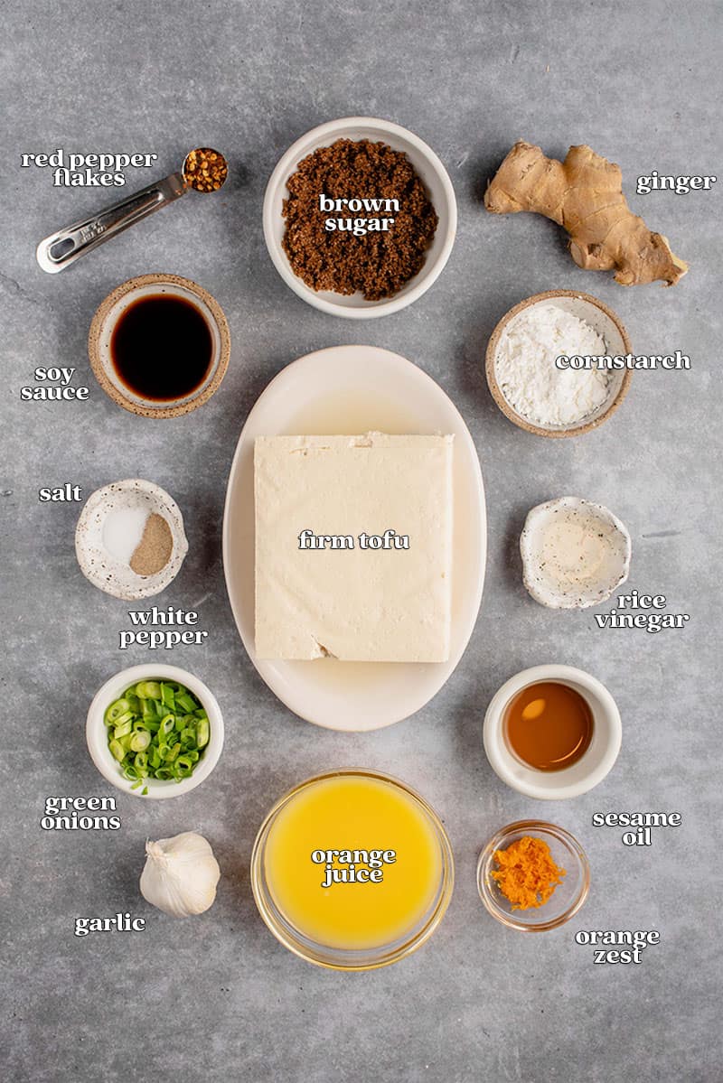 ingredients for vegan orange tofu