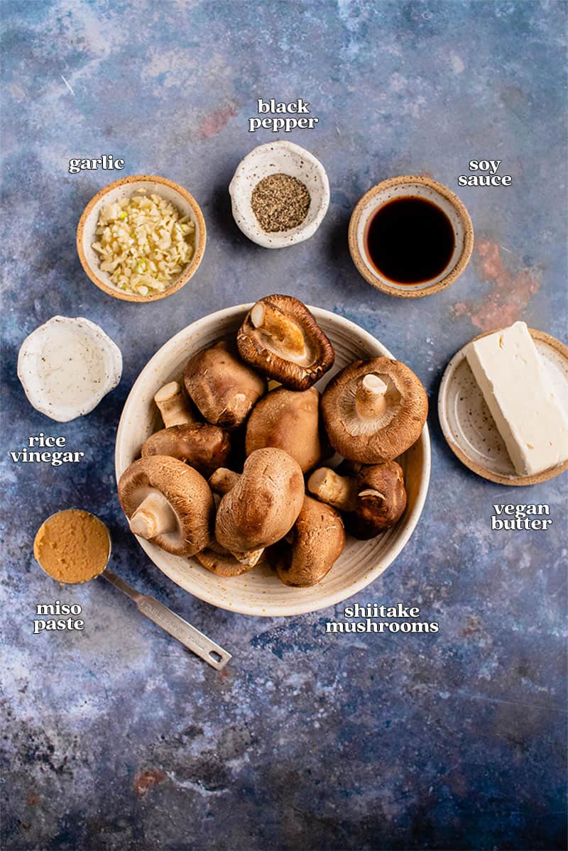 ingredients for Garlic Butter Miso Mushrooms (Ultimate Burger Topping)