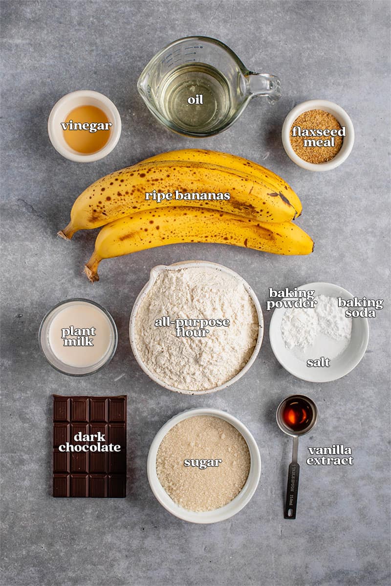 ingredients for marbled chocolate banana bread
