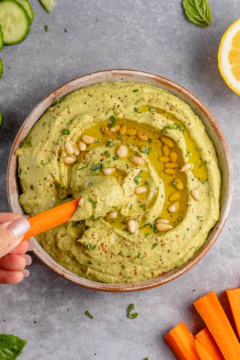 Creamy Pesto Hummus (NutFree) Sweet Simple Vegan