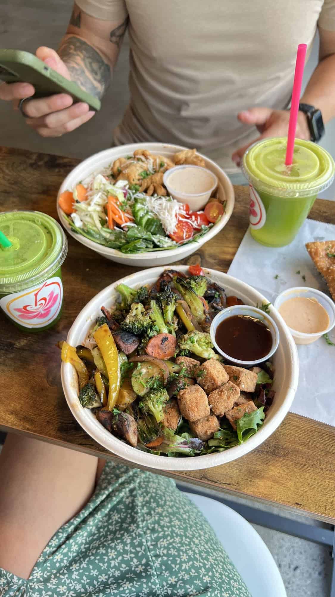 grain bowls and juice from Roasted and Raw in Oakland, CA