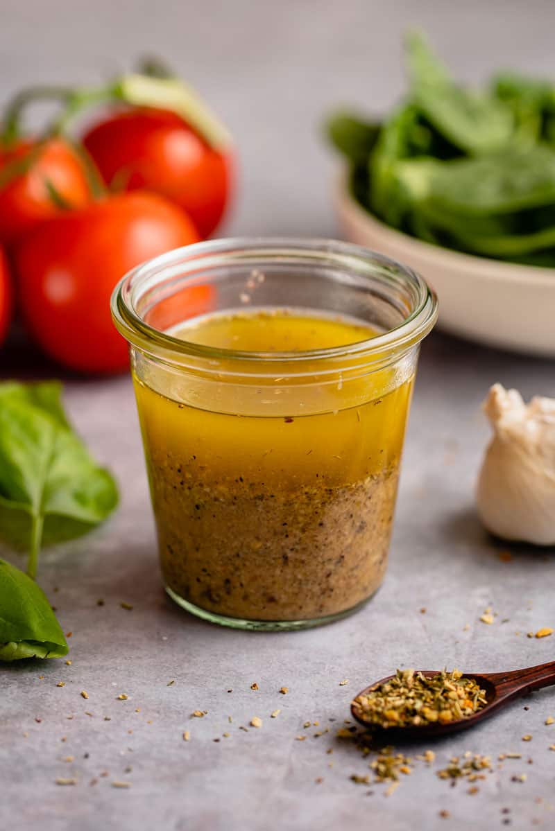 macro image of styled easy Italian dressing on background