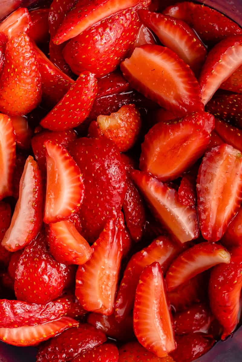 up close image of cut strawberries