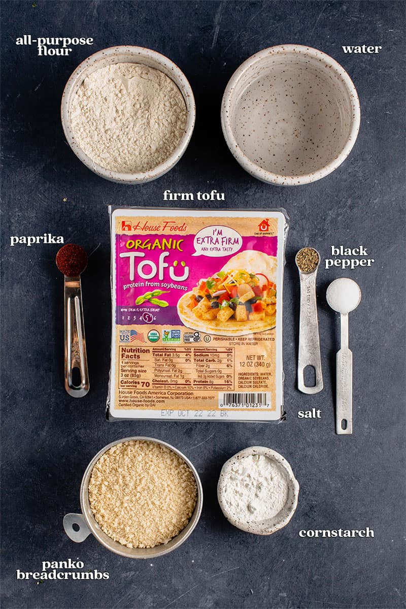 overhead image of tofu katsu ingredients