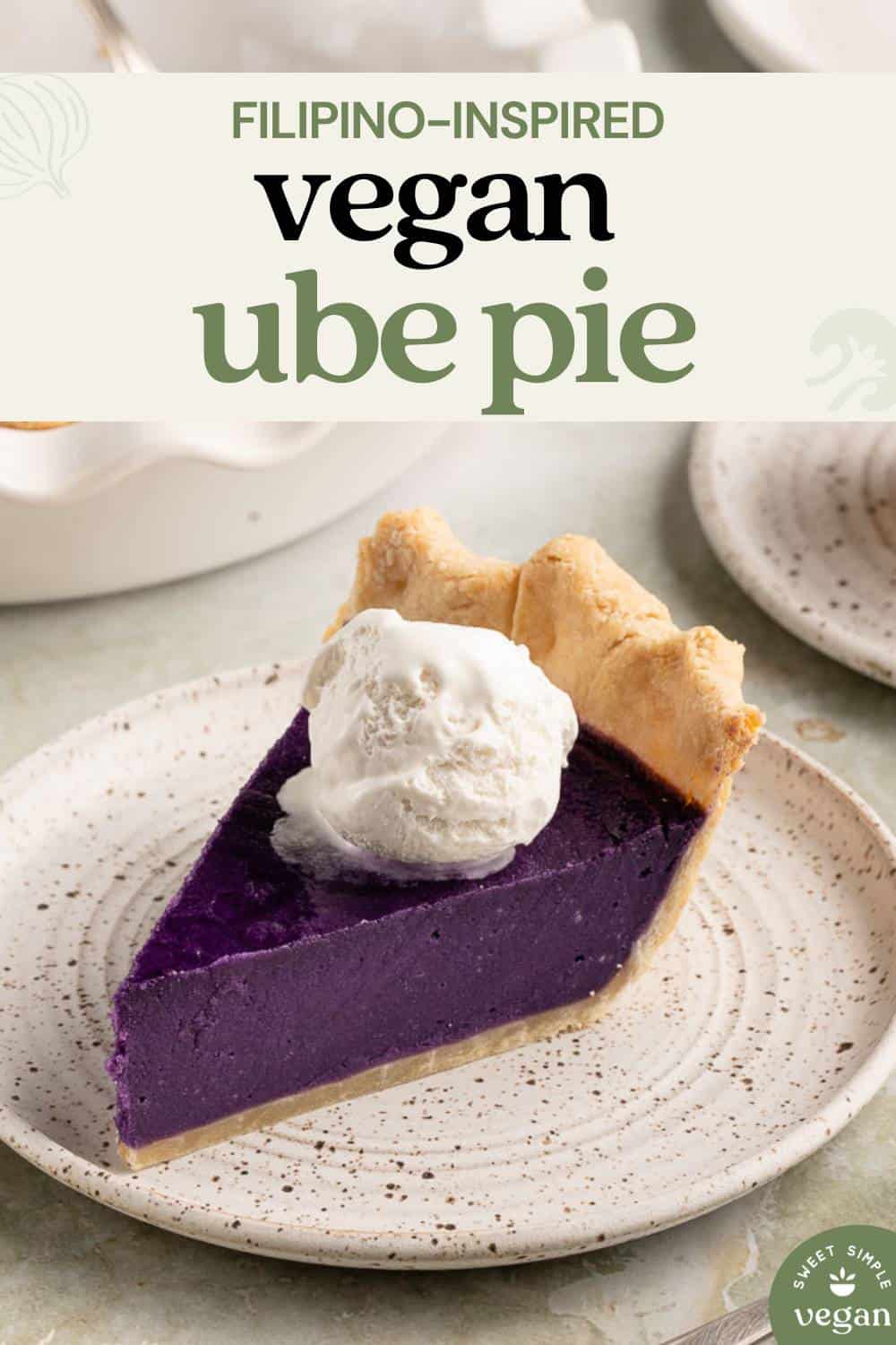 up close of ube pie for pinterest