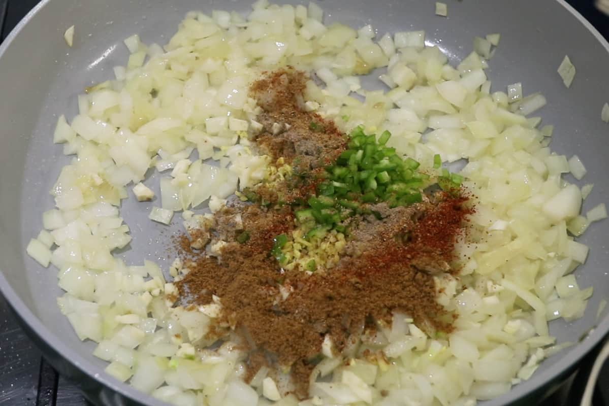 step by step onion and spices cooking