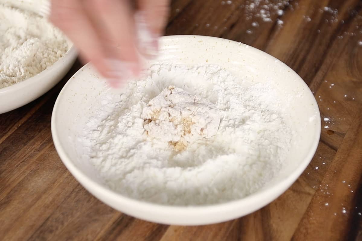 tofu coated in flour 