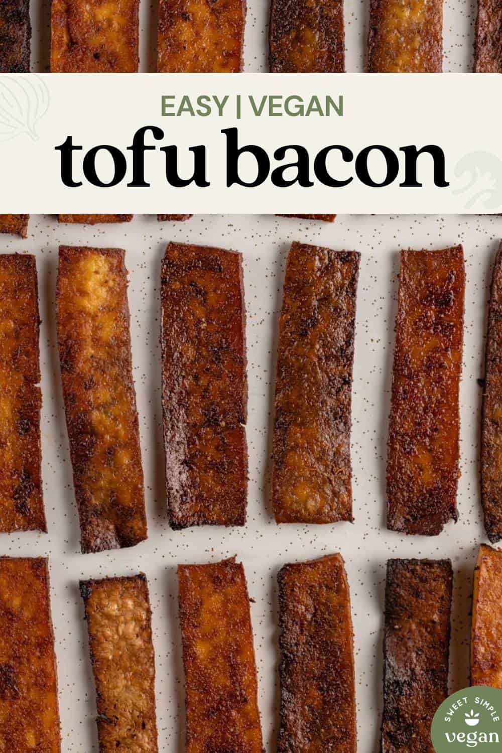 tofu bacon on baking sheet for pinterest