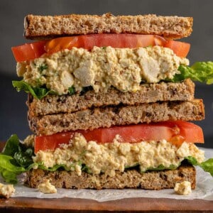 photo of vegan tofu egg salad sandwich