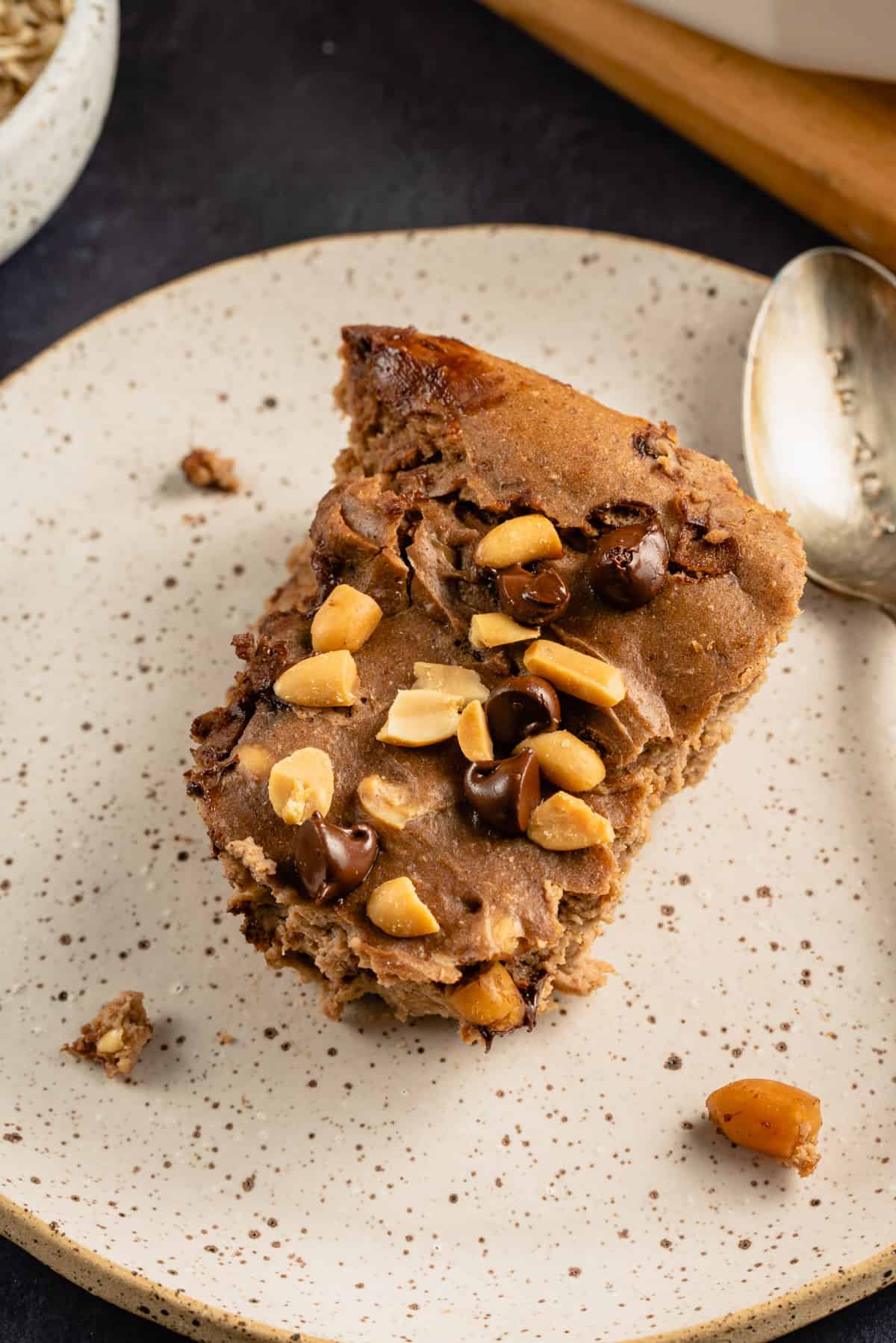 slice of Chocolate Peanut Butter Protein Baked Oatmeal