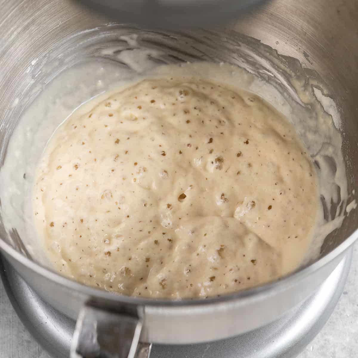 yeast blooming in metal stand mixer