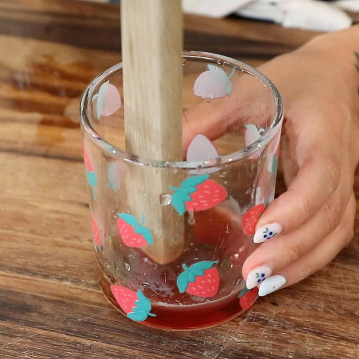 making Strawberry Mojito Mocktail