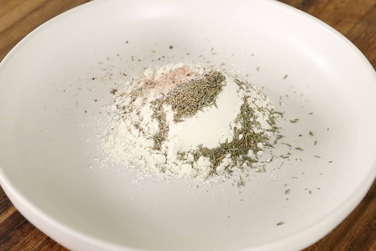 flour and herbs for breaded tofu