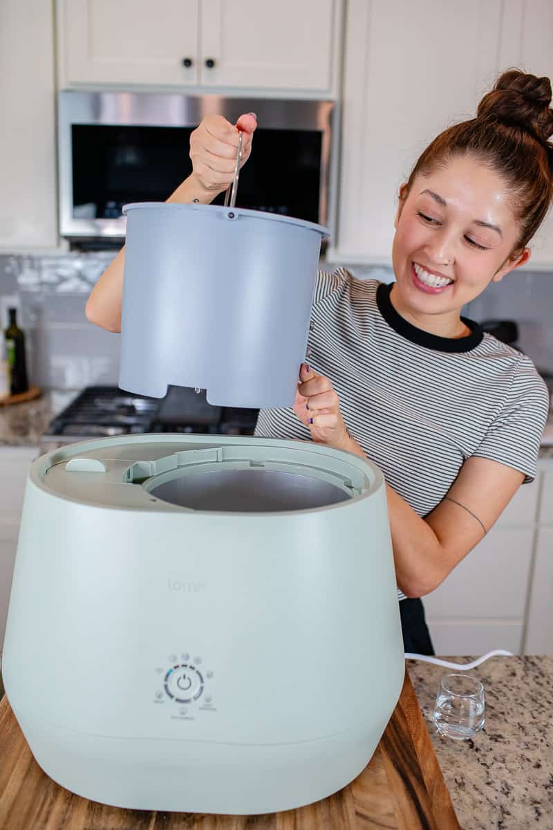 adding compost to a Lomi Bloom