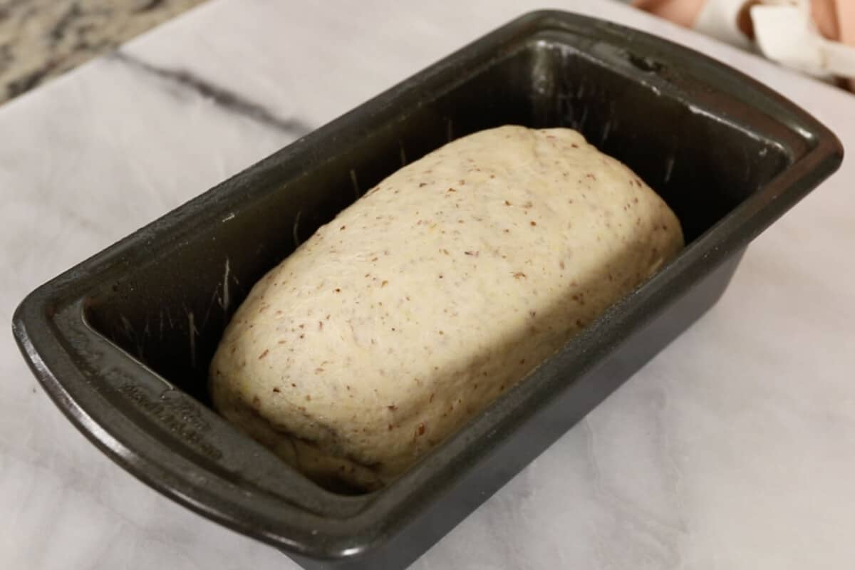 sandwich bread in pan before rising