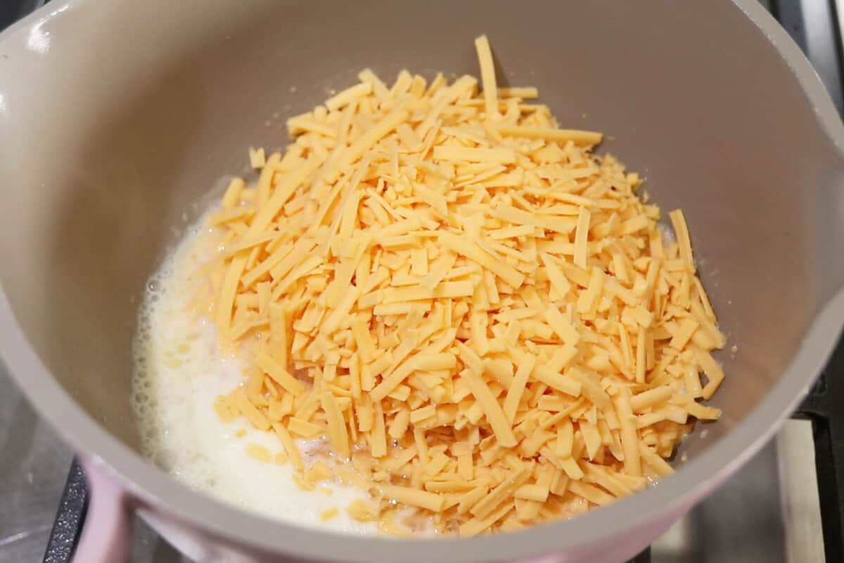 making vegan cheese sauce in pot