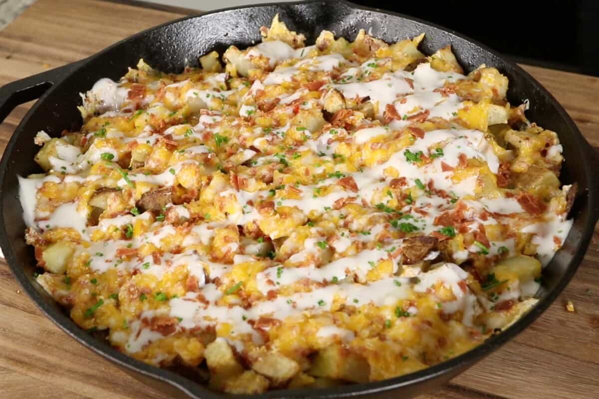 step by step loaded baked potato skillet fully dressed