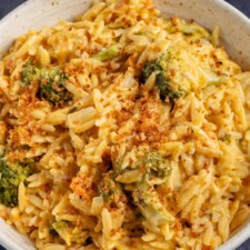 Vegan Broccoli Cheddar Orzo Recipe