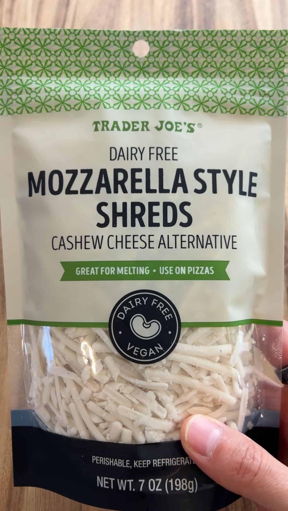 trader joe's dairy free mozzarella style shreds cashew cheese alternative