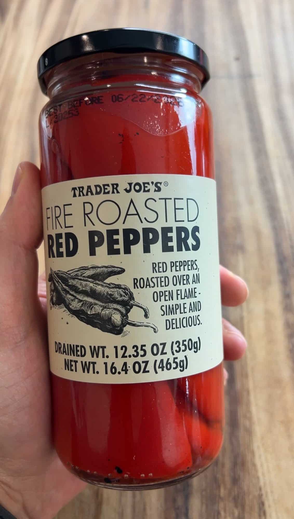 fired-roasted red peppers in jar