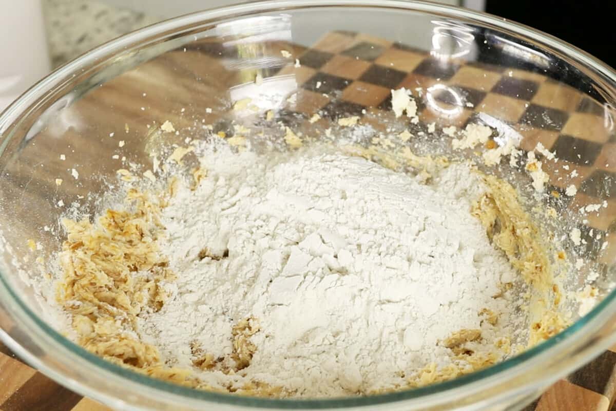 flour being added to the bowl