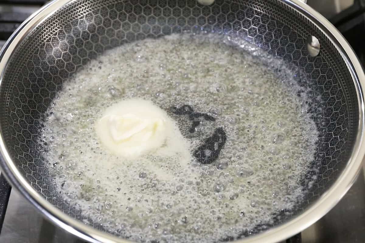 butter being melted in a pan