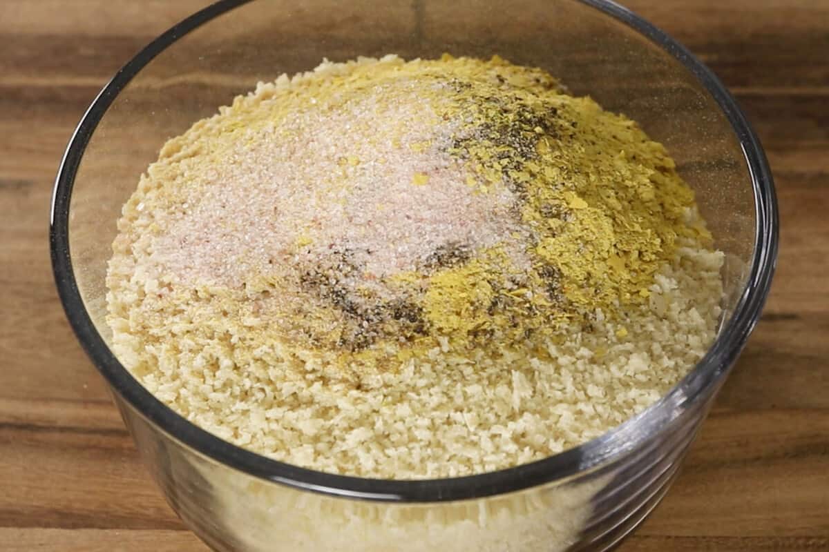 step by step - bowl of panko bread crumbs and seasonings
