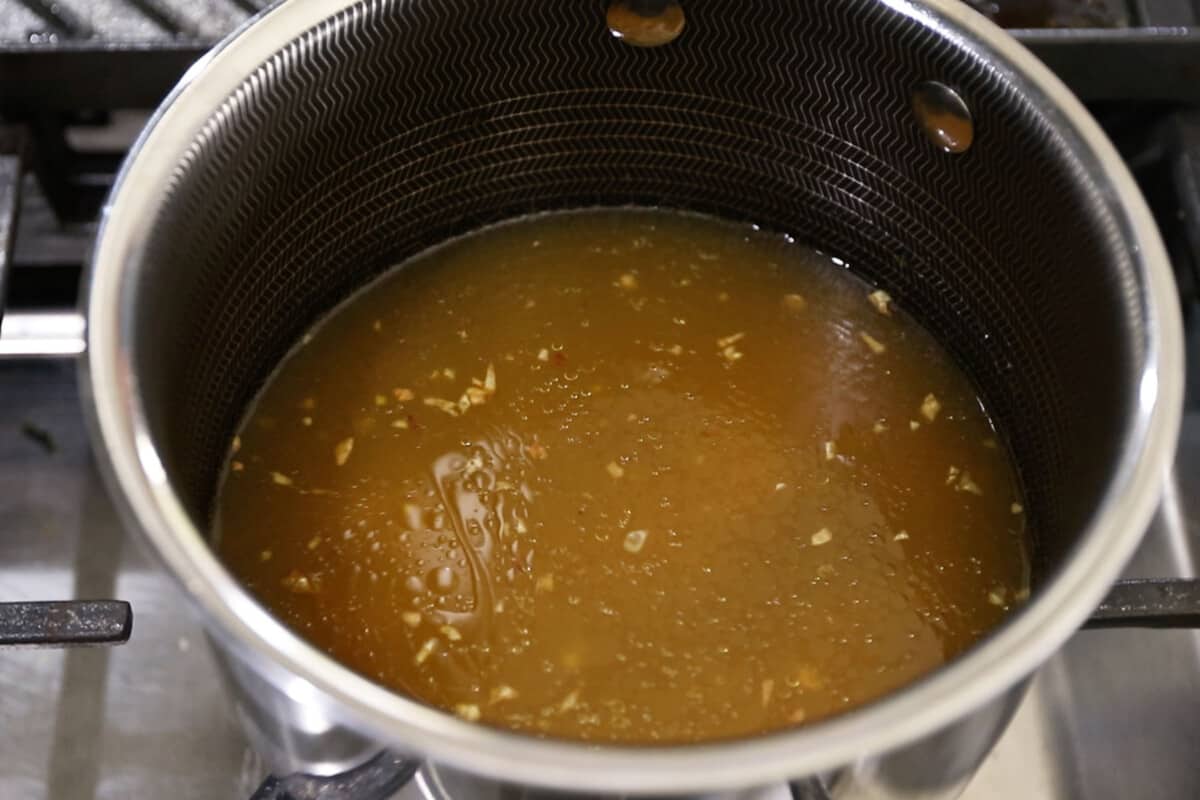 step by step - broth added to the pot