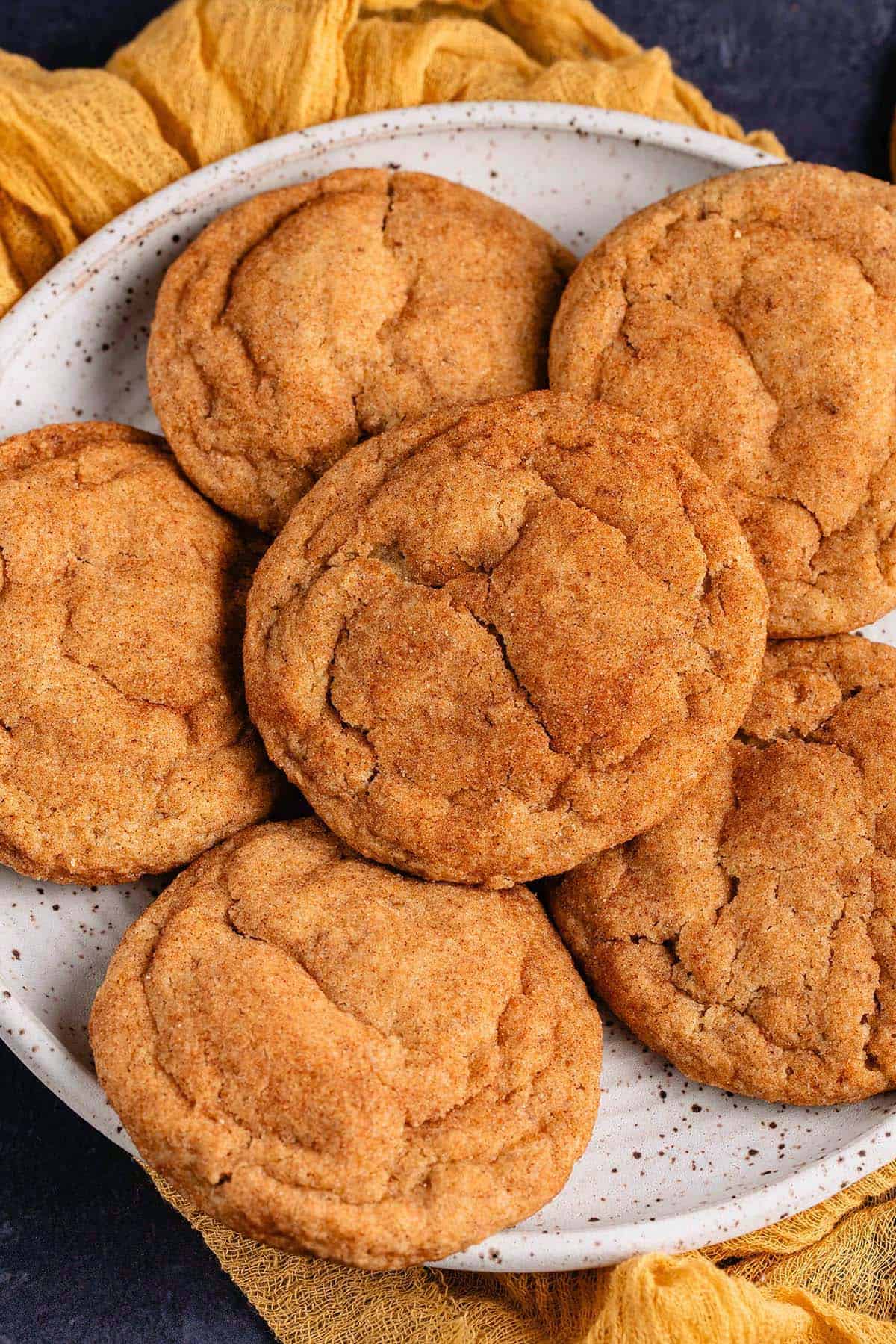 plate of pumpkin snickerdoodle cookies