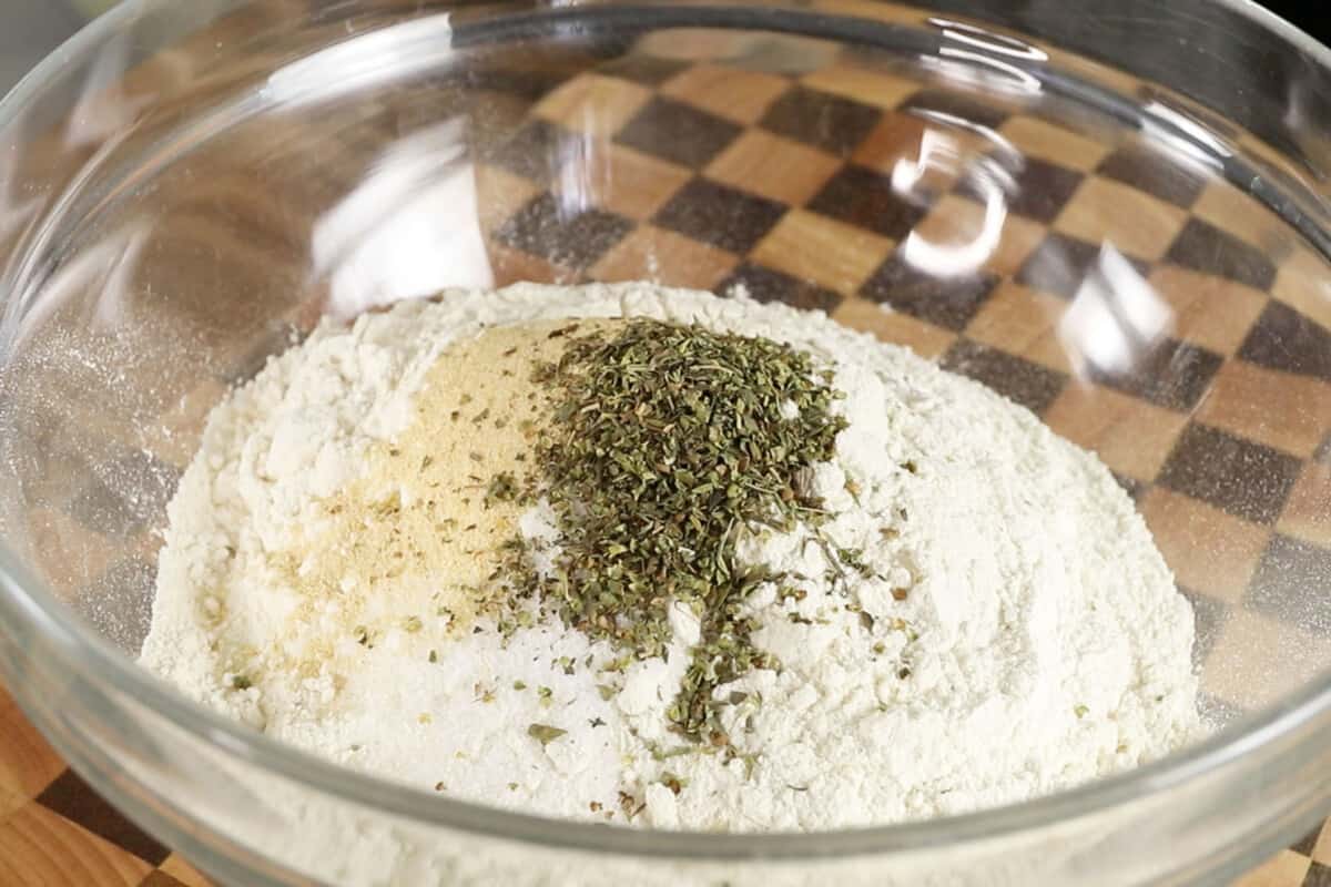 dry ingredients in a bowl before mixing