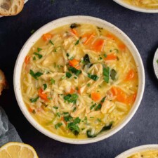 Vegan Lemon Chicken Orzo Soup Recipe