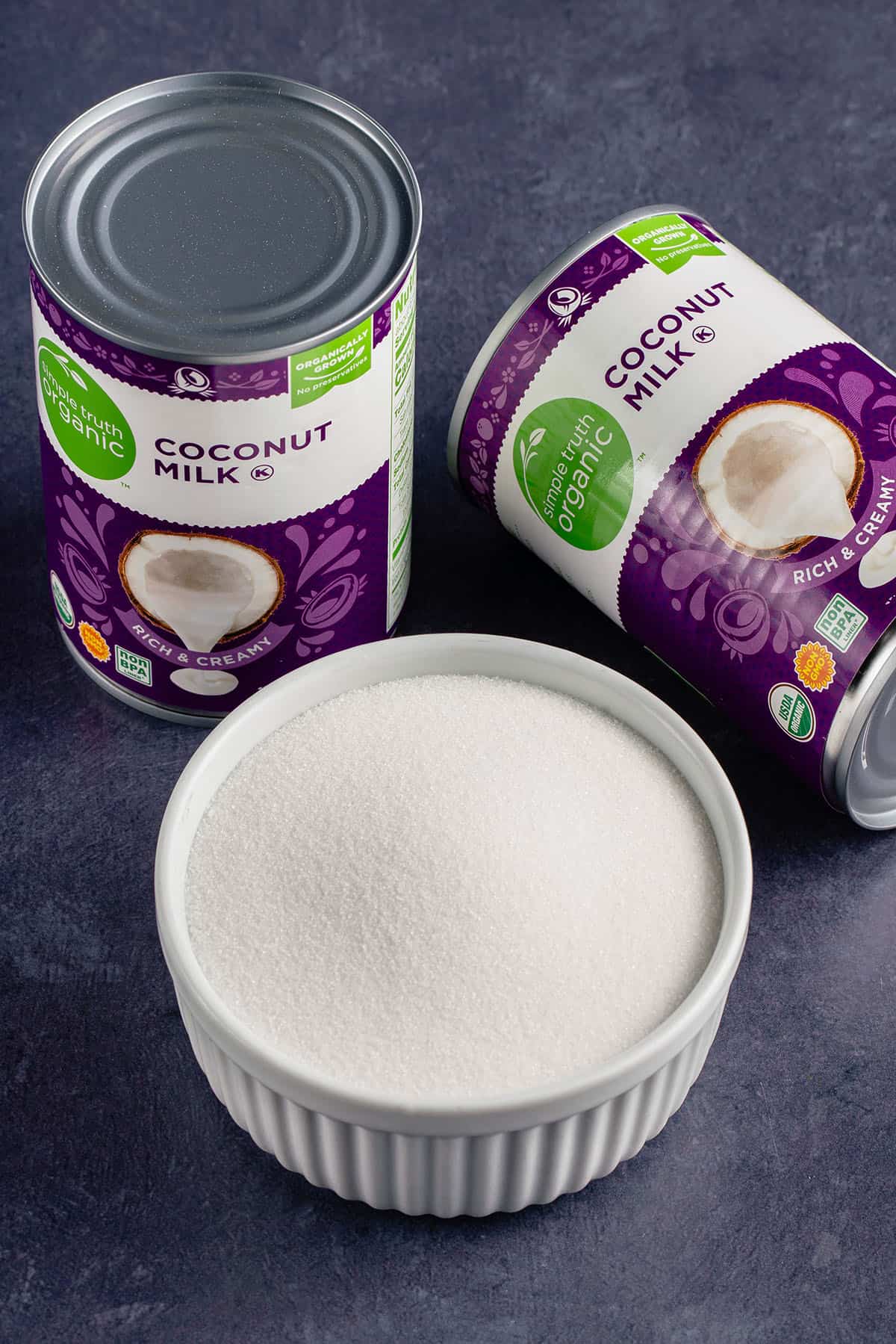 coconut milk and sugar - ingredients for vegan condensed milk