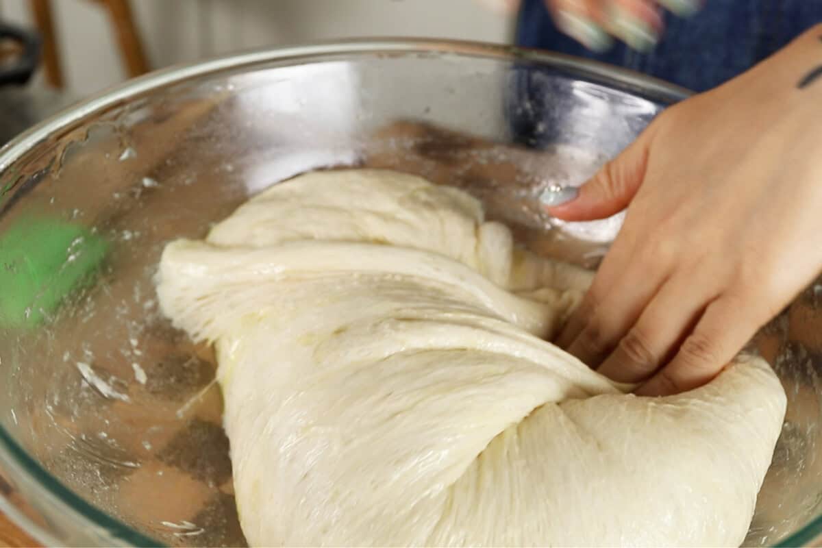 step by step - folding the dough into it self
