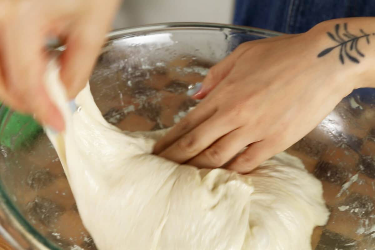 step by step - folding dough into itself