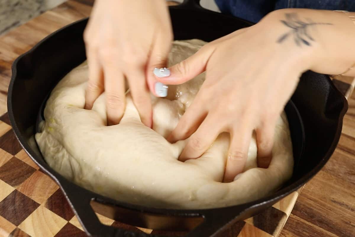 step by step - adding finger holes to the dough