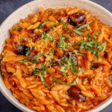 Vegan Orzo Puttanesca Recipe