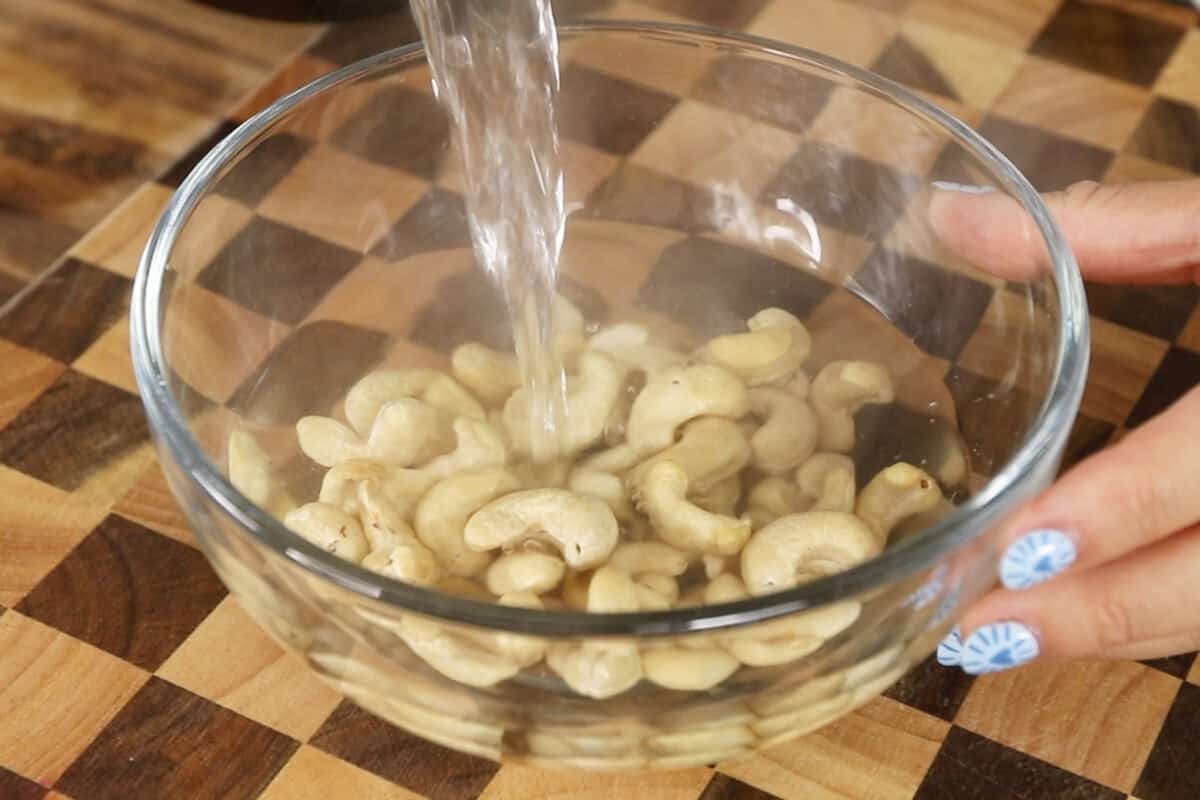step by step: soaking the cashews