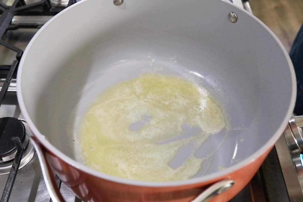 step by step: melting the dairy-free butter into the pot