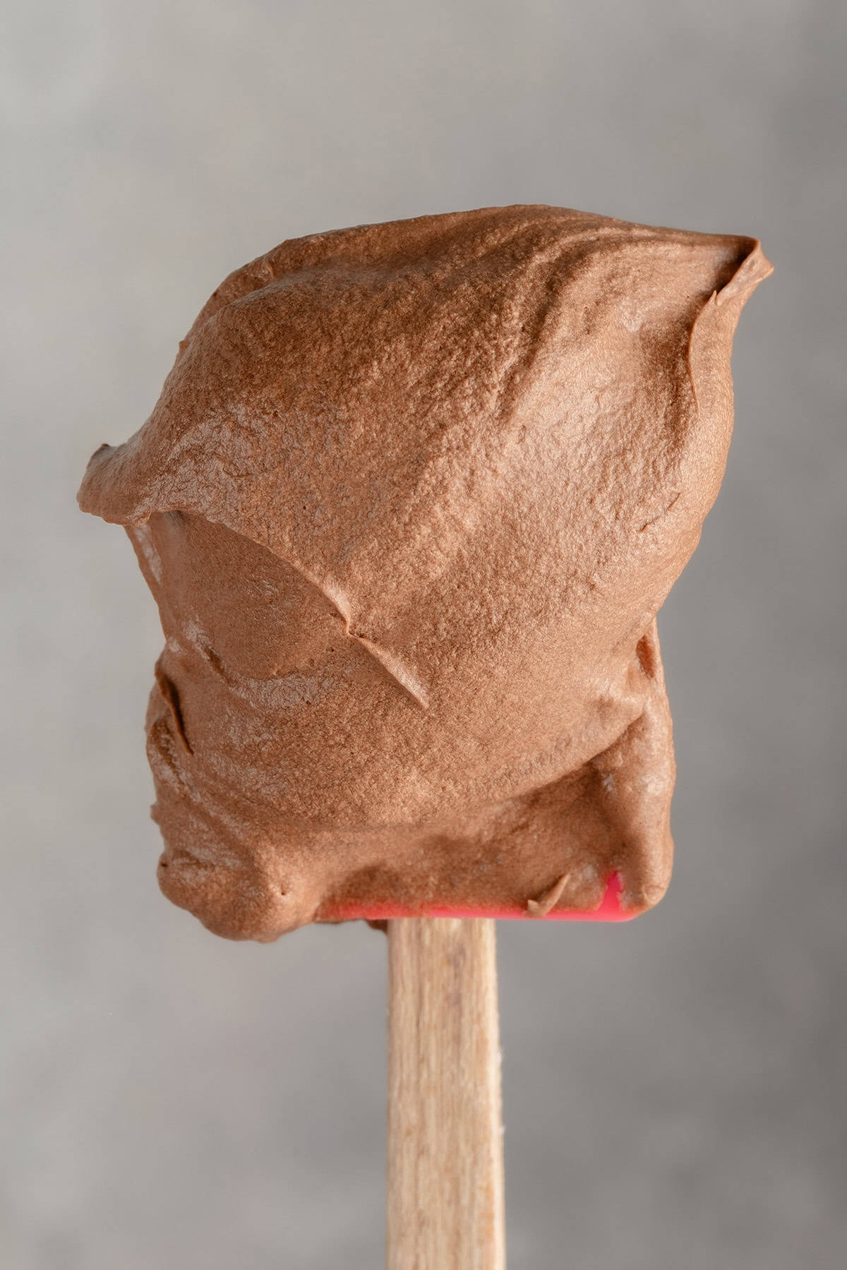 chocolate buttercream on a spatula