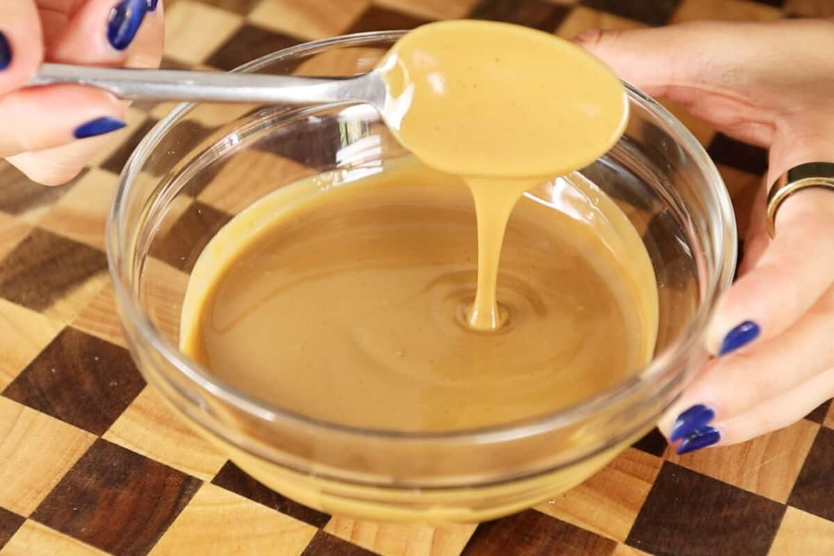 melted cookie butter in a bowl