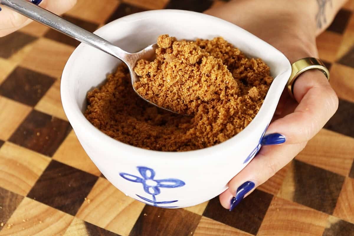 spoonful of biscoff cookie crumbs